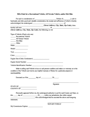 dirt bike bill of sale