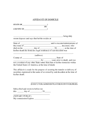 affidavit domicile
