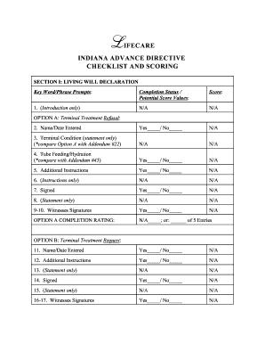 20 Advance Directive Checklist | pdfFiller