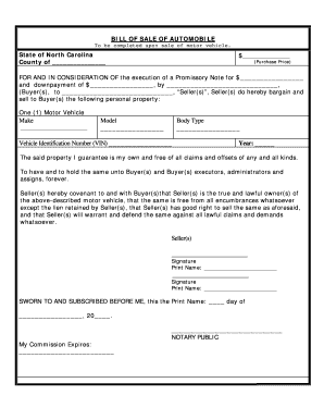nc bill of sale